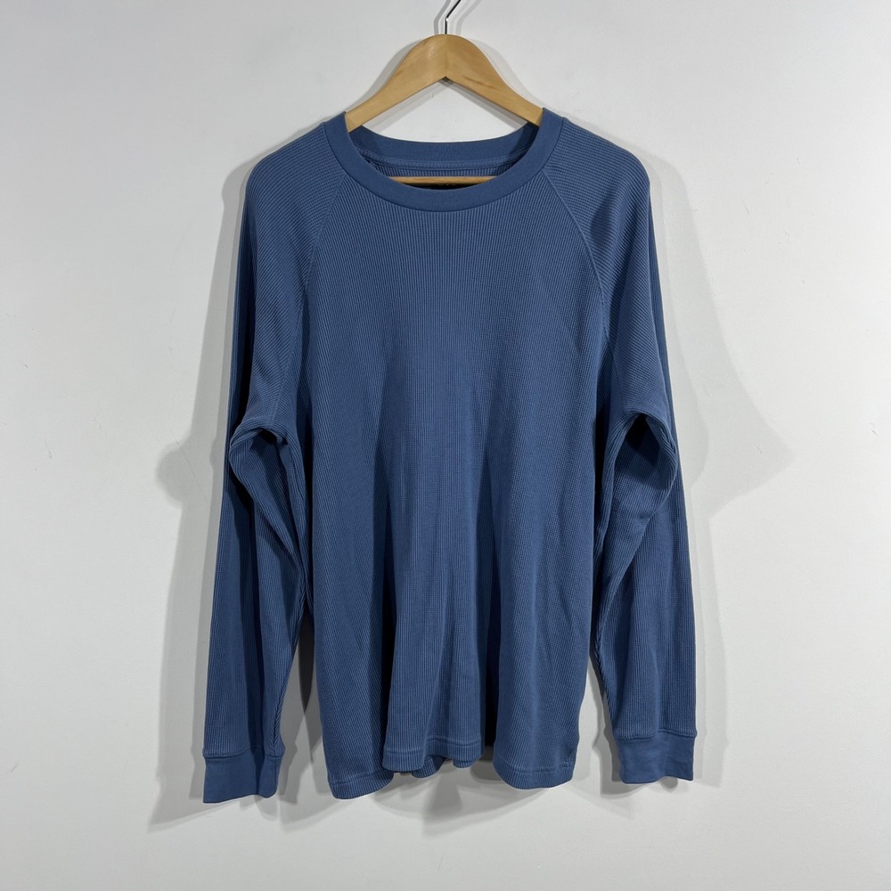 Gap Granola Grunge Indie Blue Waffle Knit Thermal Top Womens Large Lounge Boho